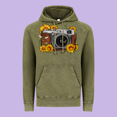 Sunflower Bee Vintage Camera Vintage Hoodie Designed By Fadigitalartstudio