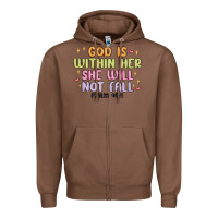 Chestnut god is within her she will not fall Zipper Hoodie - MaliasSmallBusiness