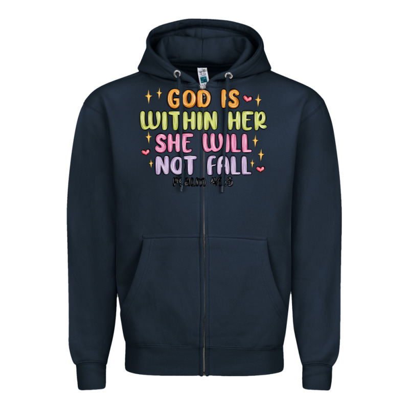 God Is Within Her She Will Not Fall Zipper Hoodie by MaliasSmallBusiness | Teevron