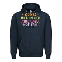 Navy god is within her she will not fall Zipper Hoodie - MaliasSmallBusiness