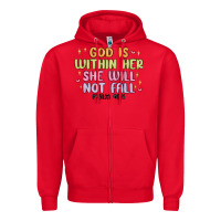 Red god is within her she will not fall Zipper Hoodie - MaliasSmallBusiness