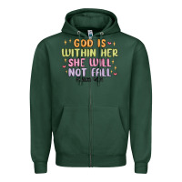 Sports Green god is within her she will not fall Zipper Hoodie - MaliasSmallBusiness
