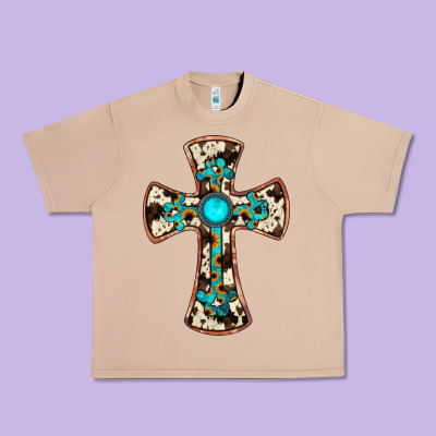 Cowhide Gemstone  Cross Urban Heavy Tee Designed By Jahusdesignshop