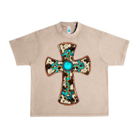 French Oak cowhide gemstone  cross Urban Heavy Tee - JahusDesignShop