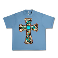 Pebble Blue cowhide gemstone  cross Urban Heavy Tee - JahusDesignShop