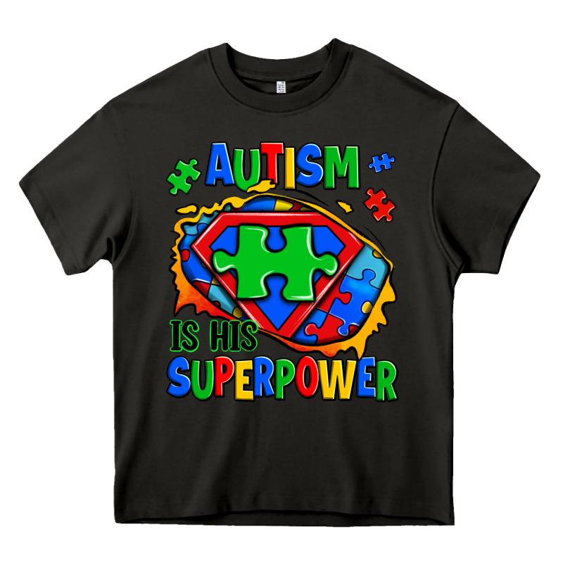 Autism Is His Superpower Ripped Heavy Core Tee by Zillion Design Studio | Teevron