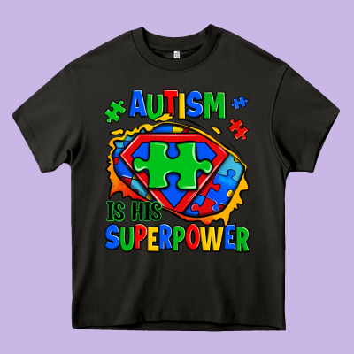 Autism Is His Superpower Ripped Heavy Core Tee Designed By Zillion Design Studio
