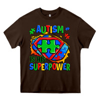 Chocolate Brown autism is his superpower ripped Heavy Core Tee - Zillion Design Studio