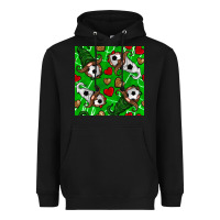 Black soccer gnomes and hearts seamless pattern Heavyweight Hoodie - BundleAndBundleShop