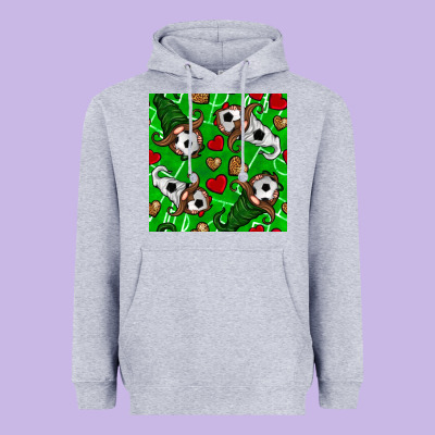 Soccer Gnomes And Hearts Seamless Pattern Heavyweight Hoodie Designed By Bundleandbundleshop