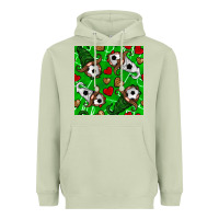 Matcha soccer gnomes and hearts seamless pattern Heavyweight Hoodie - BundleAndBundleShop