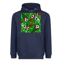 Navy soccer gnomes and hearts seamless pattern Heavyweight Hoodie - BundleAndBundleShop