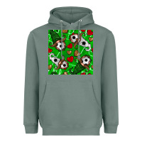 Sage soccer gnomes and hearts seamless pattern Heavyweight Hoodie - BundleAndBundleShop