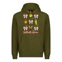 Army Green softball coquette bow Premium Hoodie - JahusDesignShop
