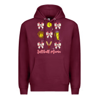 Burgundy softball coquette bow Premium Hoodie - JahusDesignShop