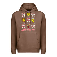 Chestnut softball coquette bow Premium Hoodie - JahusDesignShop