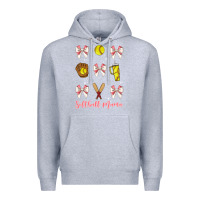 Heather Grey softball coquette bow Premium Hoodie - JahusDesignShop