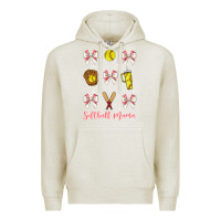 Oatmeal Heather softball coquette bow Premium Hoodie - JahusDesignShop