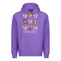 Purple softball coquette bow Premium Hoodie - JahusDesignShop