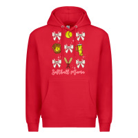 Red softball coquette bow Premium Hoodie - JahusDesignShop