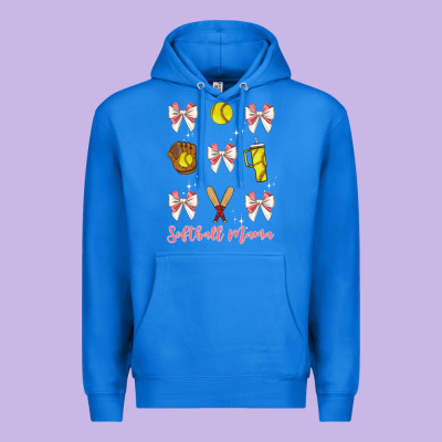 Softball Coquette Bow Premium Hoodie Designed By Jahusdesignshop