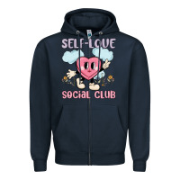 Navy self love social club Zipper Hoodie - MaliasSmallBusiness