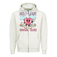 Oatmeal Heather self love social club Zipper Hoodie - MaliasSmallBusiness