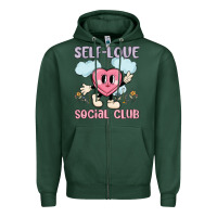 Sports Green self love social club Zipper Hoodie - MaliasSmallBusiness