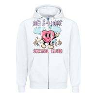 White self love social club Zipper Hoodie - MaliasSmallBusiness