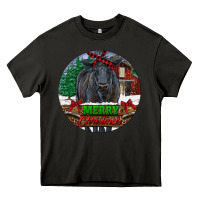 Asphalt Black Angus Cattle Merry Christmas Heavy Core Tee - RanaPortraitStore