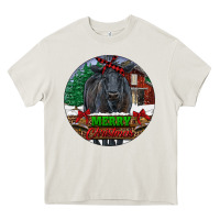 Cream Black Angus Cattle Merry Christmas Heavy Core Tee - RanaPortraitStore