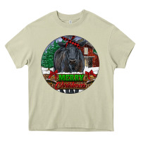 Mossy Black Angus Cattle Merry Christmas Heavy Core Tee - RanaPortraitStore