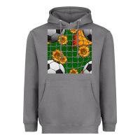 Storm soccer balls and sunflowers with goal nets seamless pattern Heavyweight Hoodie - BundleAndBundleShop