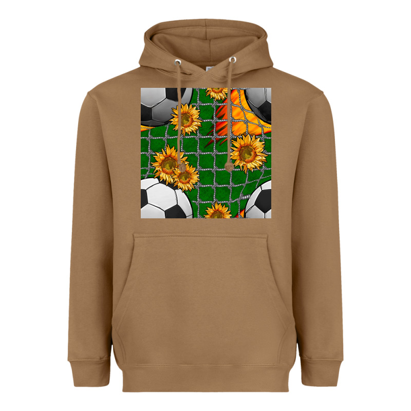 Soccer Balls And Sunflowers With Goal Nets Seamless Pattern Heavyweight Hoodie by BundleAndBundleShop | Teevron