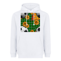 White soccer balls and sunflowers with goal nets seamless pattern Heavyweight Hoodie - BundleAndBundleShop