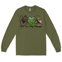 Army Green Leopard Peace Love Baby Chimpanzee Long Sleeve Tee - LillyAllenDesigns