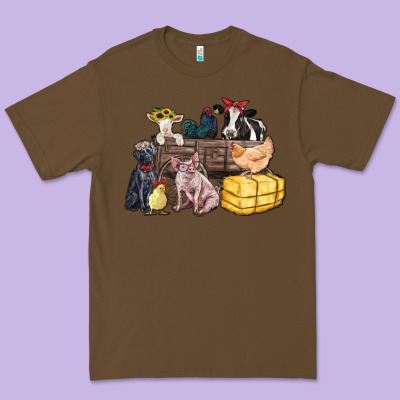 Farm Animals Wagon Premium Tee Designed By Zillion Design Studio