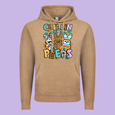 Chillin With My Peeps Easter Vintage Hoodie Designed By Oliviacreatesart