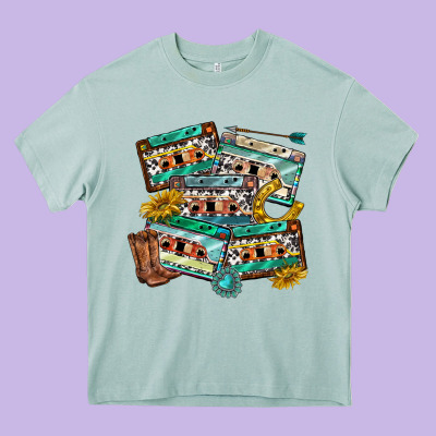 90s Country Casette Tapes Heavy Core Tee Designed By Texasbilliewilder