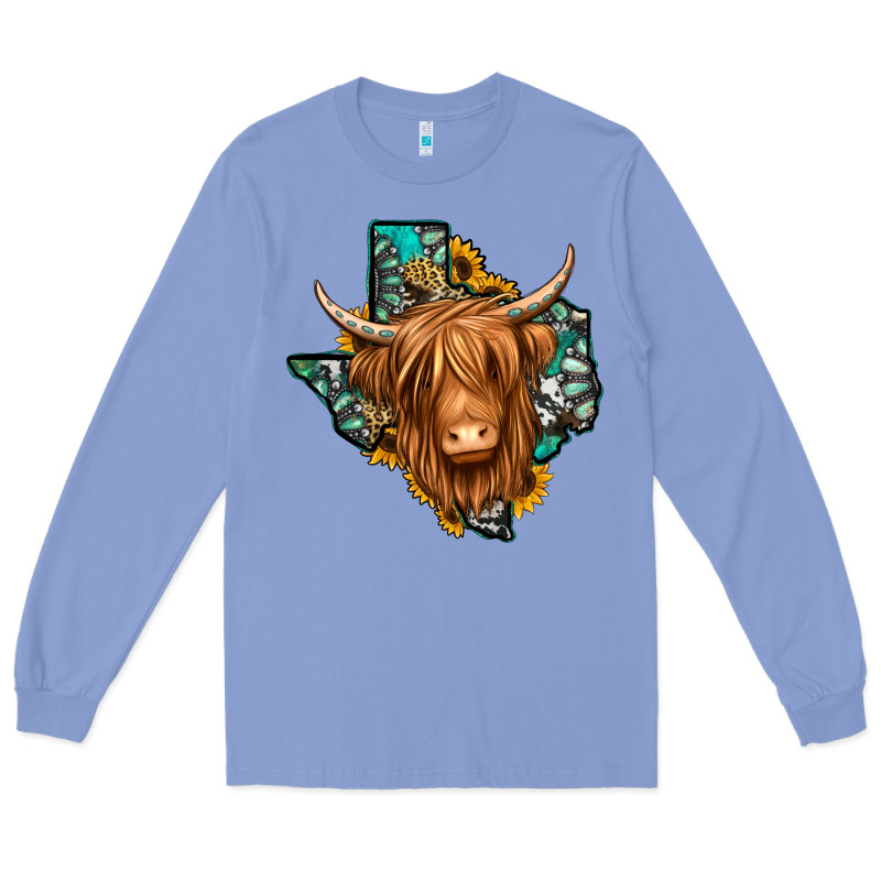 Texas Map Long Haired Shaggy Cow Long Sleeve Tee by Jasminsmagicworld | Teevron