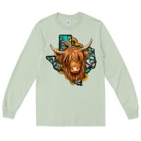 Matcha Texas map long haired shaggy cow Long Sleeve Tee - Jasminsmagicworld
