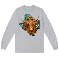 Moon Dust Texas map long haired shaggy cow Long Sleeve Tee - Jasminsmagicworld