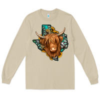 Mushroom Texas map long haired shaggy cow Long Sleeve Tee - Jasminsmagicworld