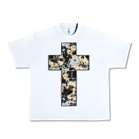 White cowhide cross Urban Heavy Tee - JahusDesignShop