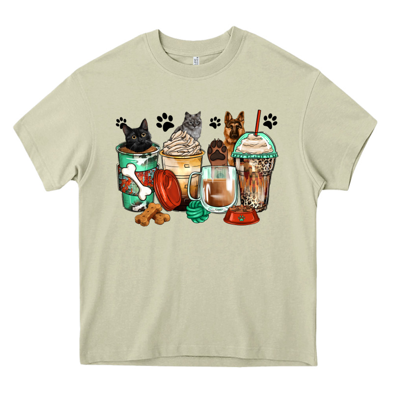 German Shepherd Black And Grey Cat Coffee Cups Heavy Core Tee by Zillion Design Studio | Teevron