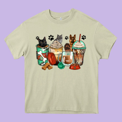 German Shepherd Black And Grey Cat Coffee Cups Heavy Core Tee Designed By Zillion Design Studio