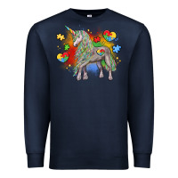 Navy autism unicorn Premium Sweatshirt - LillyAllenDesigns