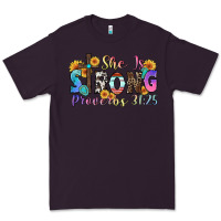 Plum she is strong proverbs 31 25 Premium Tee - Zillion Design Studio