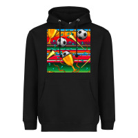 Black soccer winner cup and vuvuzela with serape seamless pattern Heavyweight Hoodie - BundleAndBundleShop