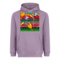 Lavender soccer winner cup and vuvuzela with serape seamless pattern Heavyweight Hoodie - BundleAndBundleShop